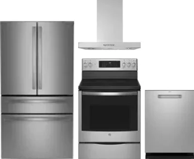 4 Piece Package Includes Refrigerator, Range, Hood And Dishwasher